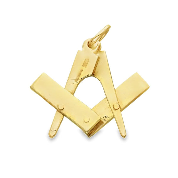 9ct Yellow Gold Masonic Pendant - 22x26x4mm - 2.7g