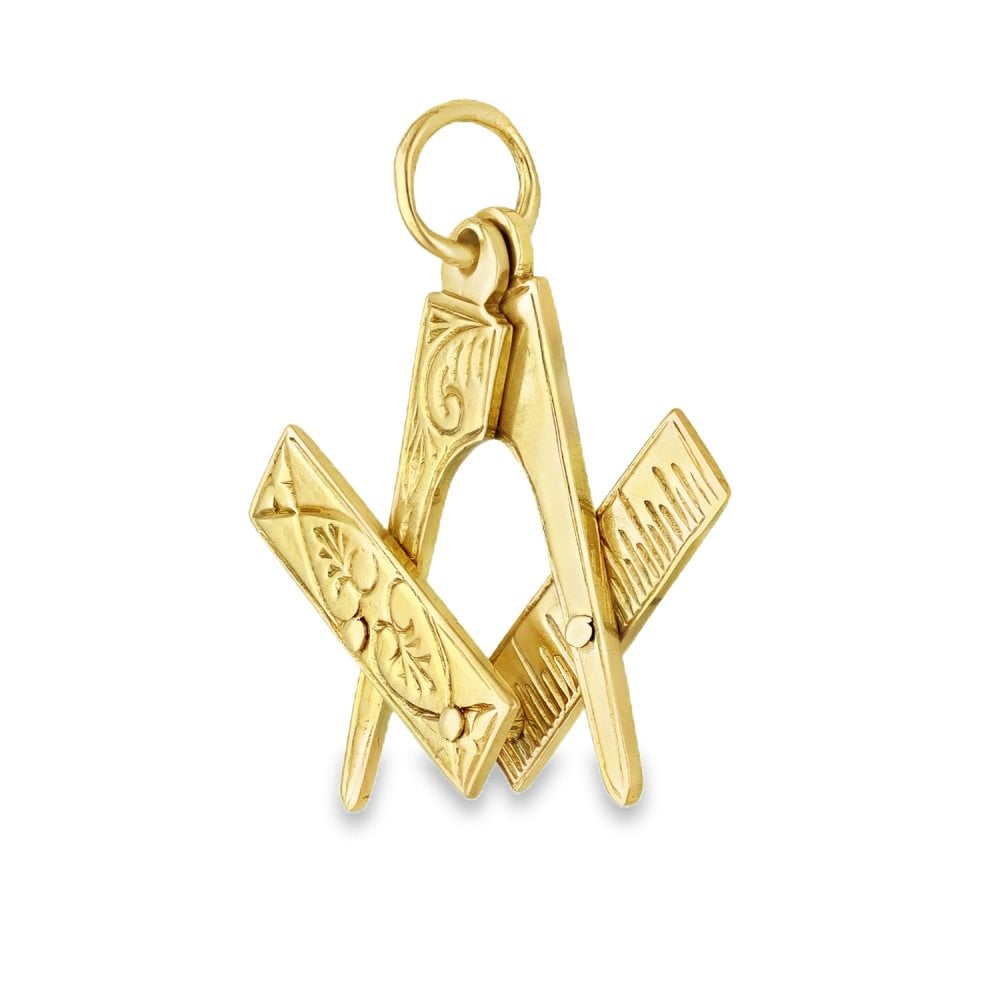 9ct Yellow Gold Masonic Pendant - 22x26x4mm - 2.7g