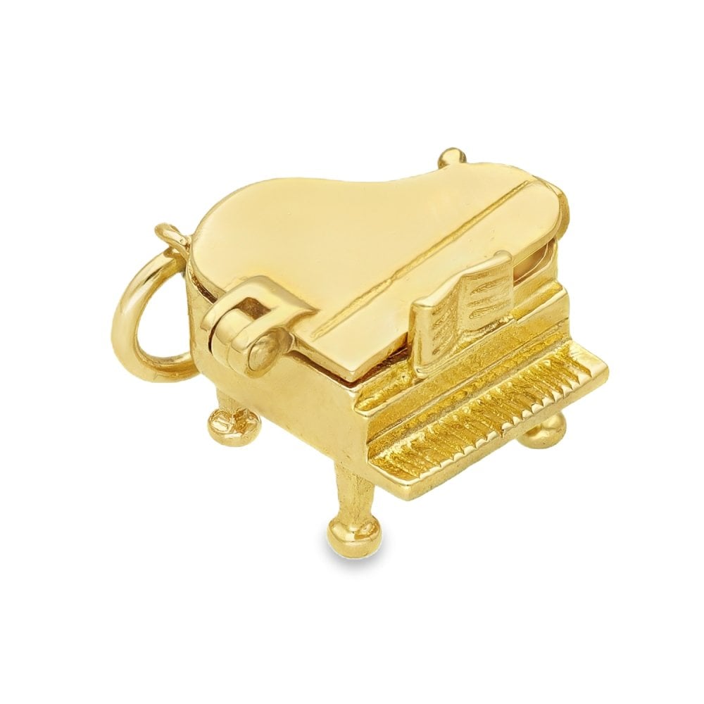 9ct Yellow Gold Piano Charm - 14x11x15mm - 2.9g
