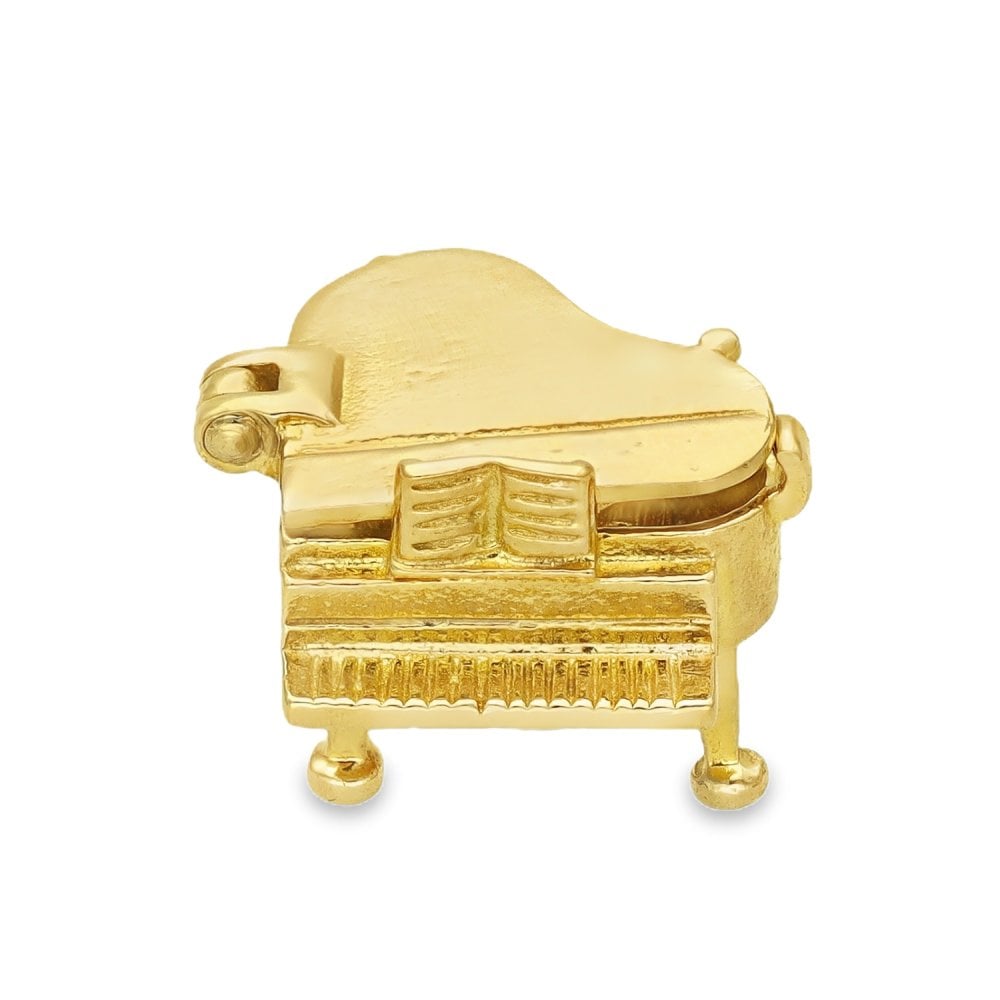 9ct Yellow Gold Piano Charm - 14x11x15mm - 2.9g