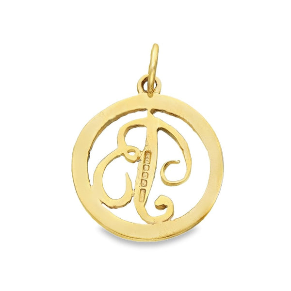 9ct Yellow Gold Round Initial B Pendant - 18x18mm - 1.9g