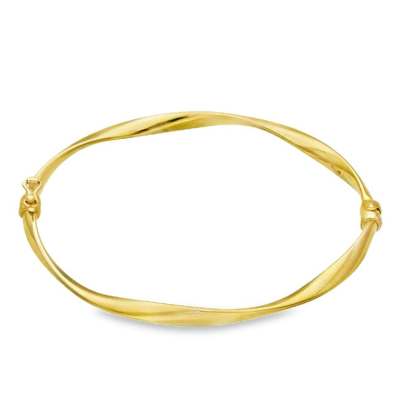 9ct Yellow Gold Hollow Twist Bangle - 17.5cm - 3.4g