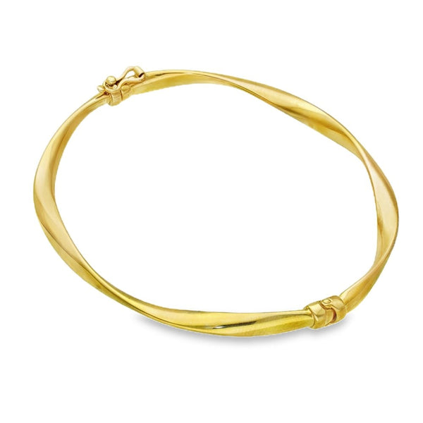 9ct Yellow Gold Hollow Twist Bangle - 17.5cm - 3.4g