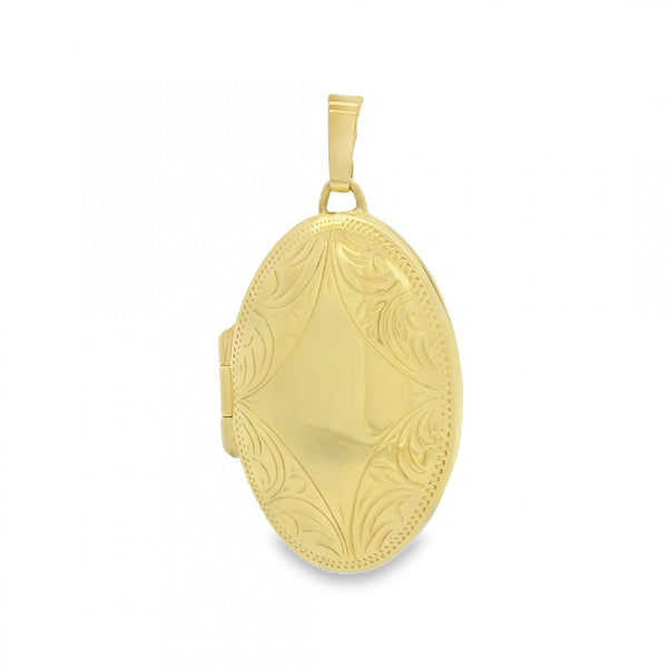 9ct Yellow Gold Patterned Locket - 17x26x7mm - 3.5g