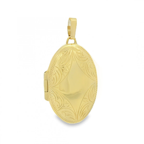 9ct Yellow Gold Patterned Locket - 17x26x7mm - 3.5g