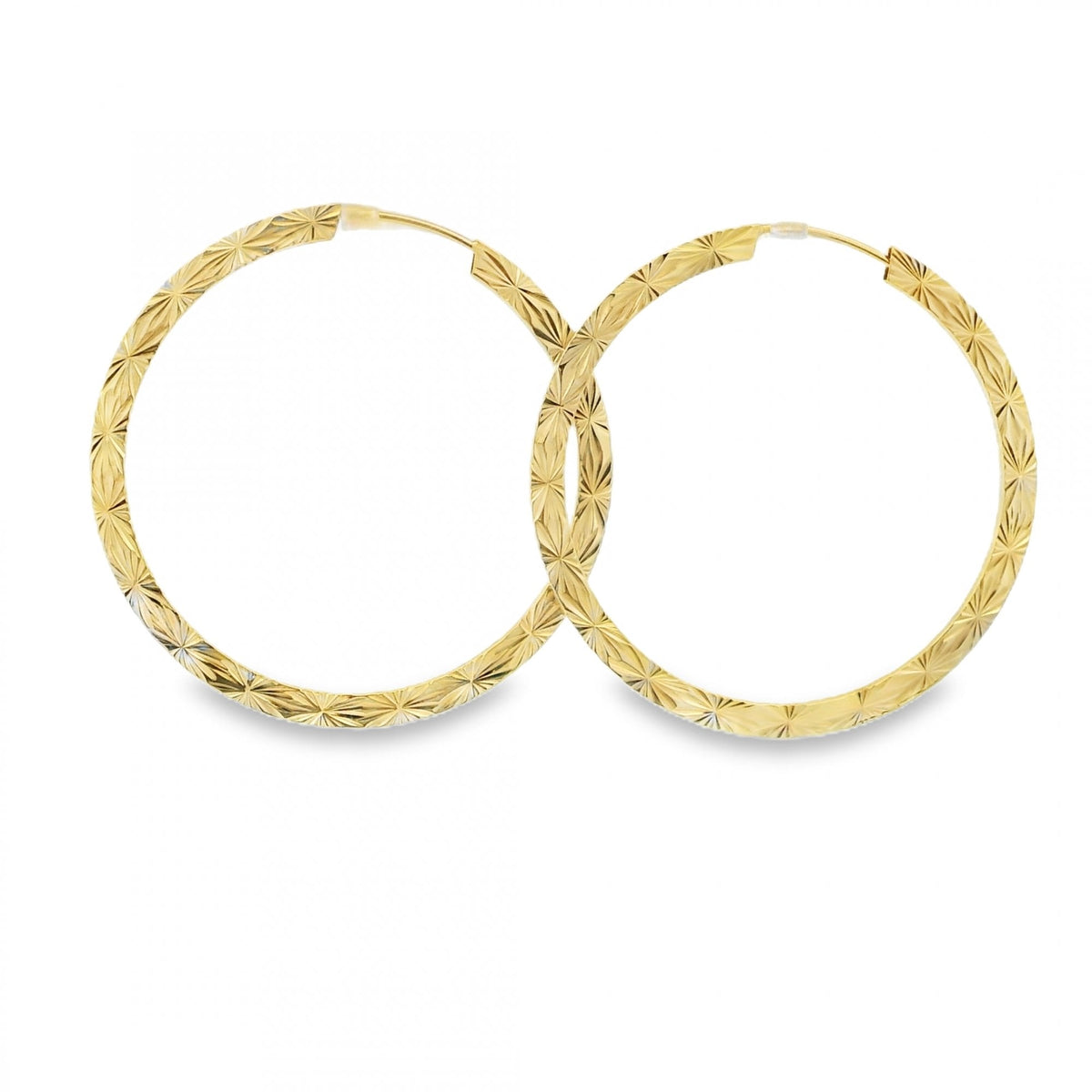 9ct Yellow Gold Large Flat Hoop Earrings - 35x35mm - 2.0g