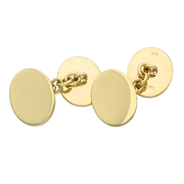 9ct Yellow Gold Oval Cufflinks - 14x19mm - 13.7g
