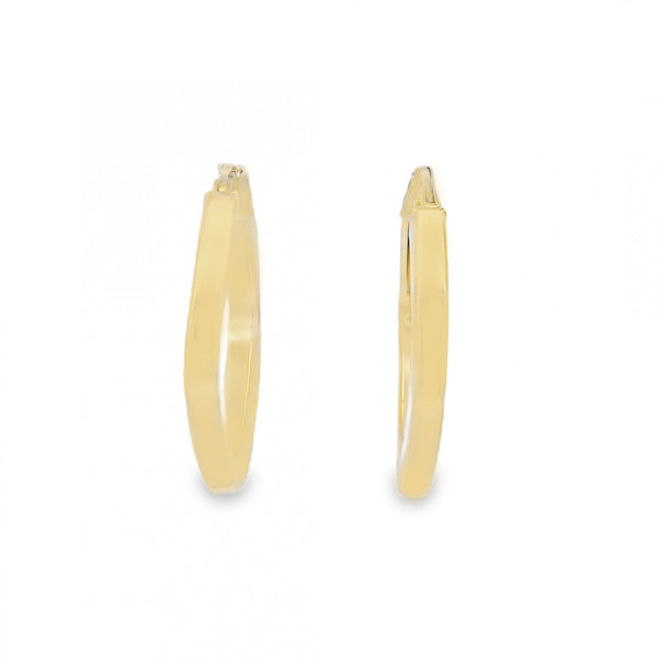 9ct Yellow Gold Square Hoop Earrings - 21x21x3mm - 1.8g