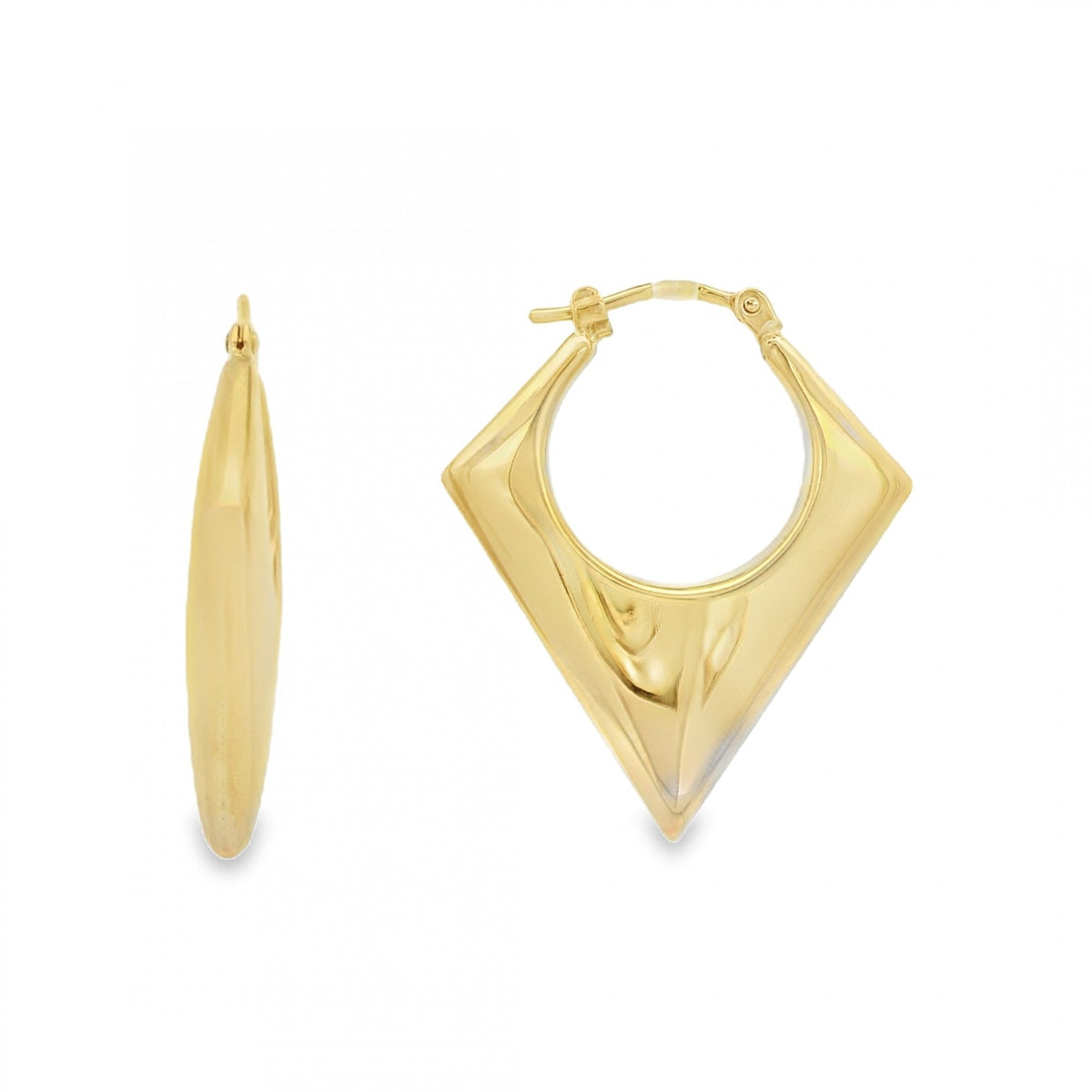 9ct Yellow Gold Hollow Arrow Creole Hoop Earrings - 27x32x5mm
