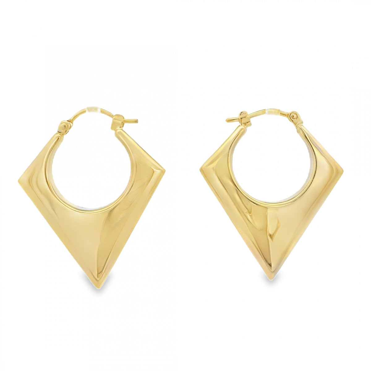 9ct Yellow Gold Hollow Arrow Creole Hoop Earrings - 27x32x5mm