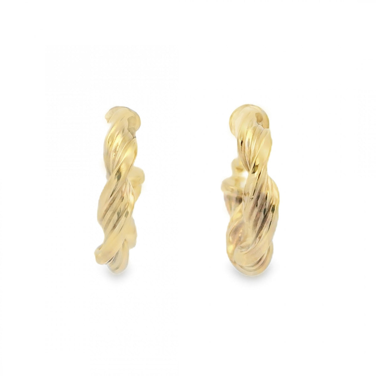 9ct Yellow Gold Ribbon Twist Hoop Earrings - 17x18mm - 1.2g