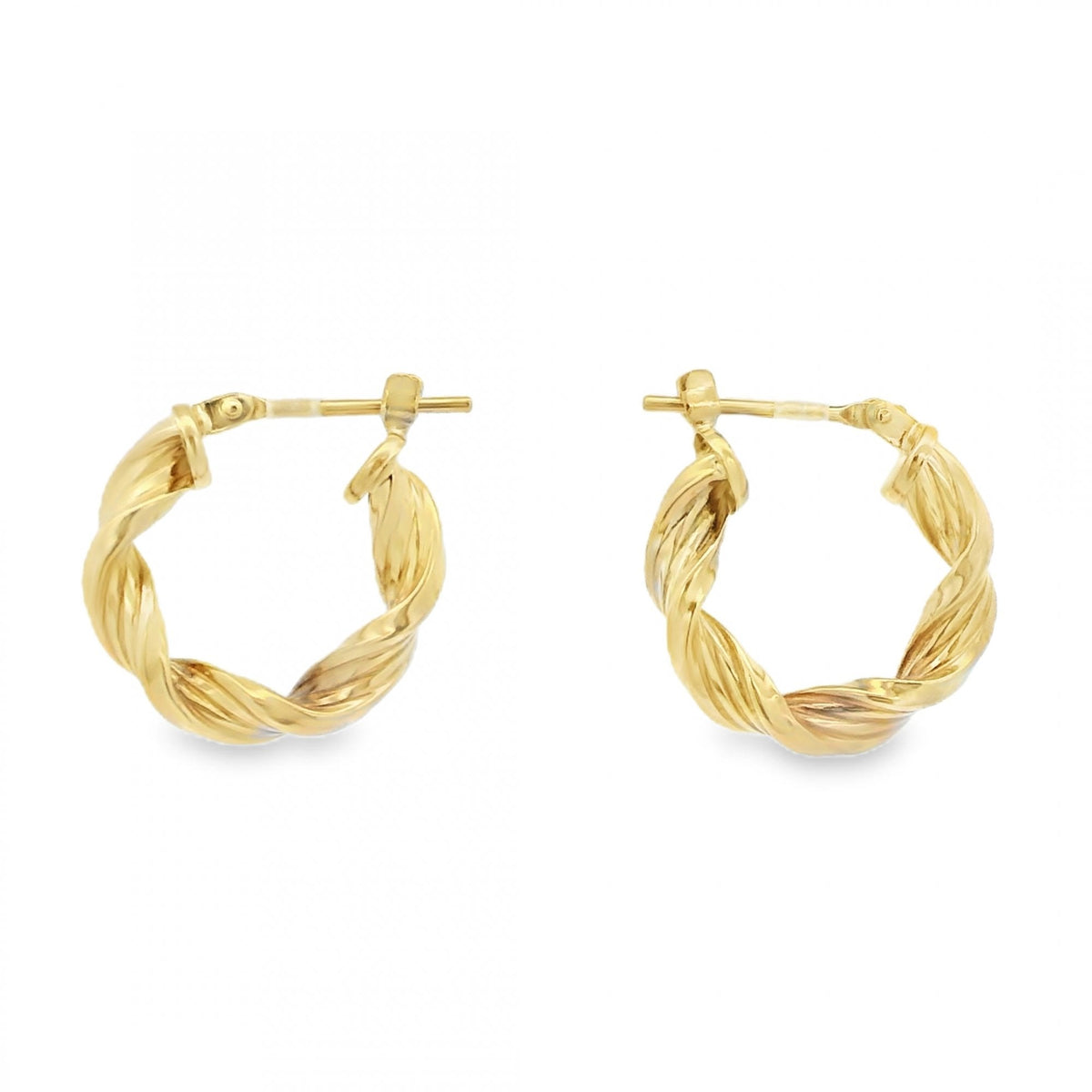 9ct Yellow Gold Ribbon Twist Hoop Earrings - 17x18mm - 1.2g