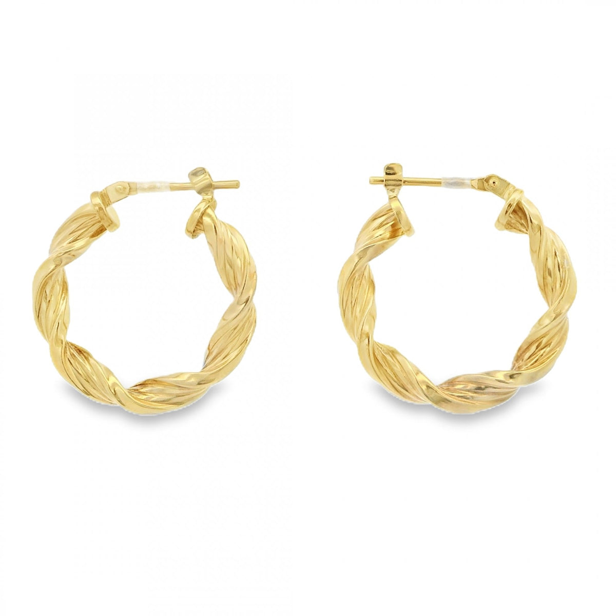9ct Yellow Gold Ribbon Twist Hoop Earrings - 22x23mm - 1.5g