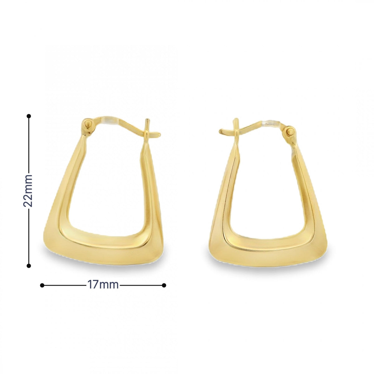 9ct Yellow Gold Creole Hoop Earrings - 17x22mm - 1.6g