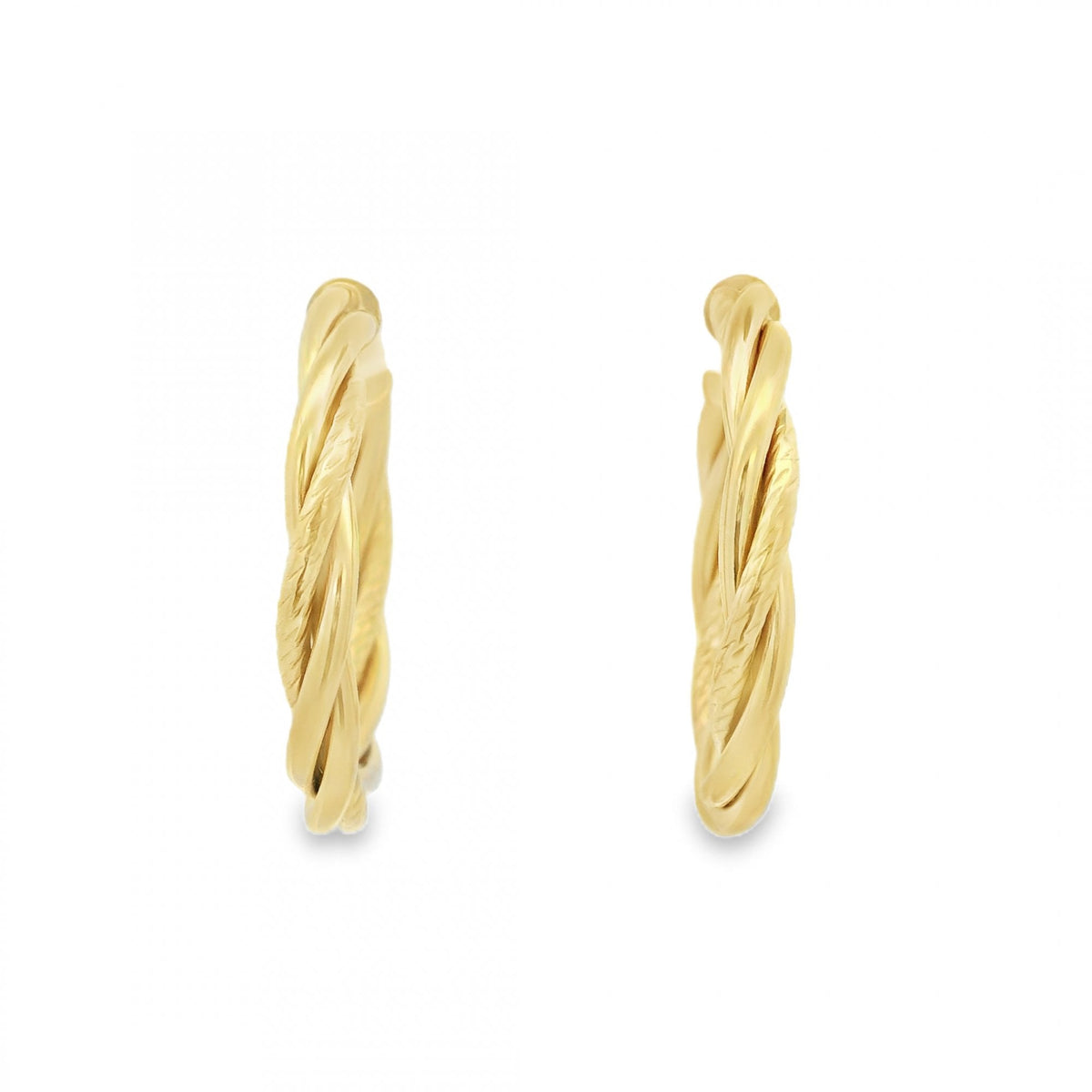 9ct Yellow Gold Twist Hoop Earrings - 26x26mm - 1.7g