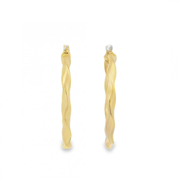 9ct Yellow Gold Twist Hoop Earrings - 29x29mm - 1.9g