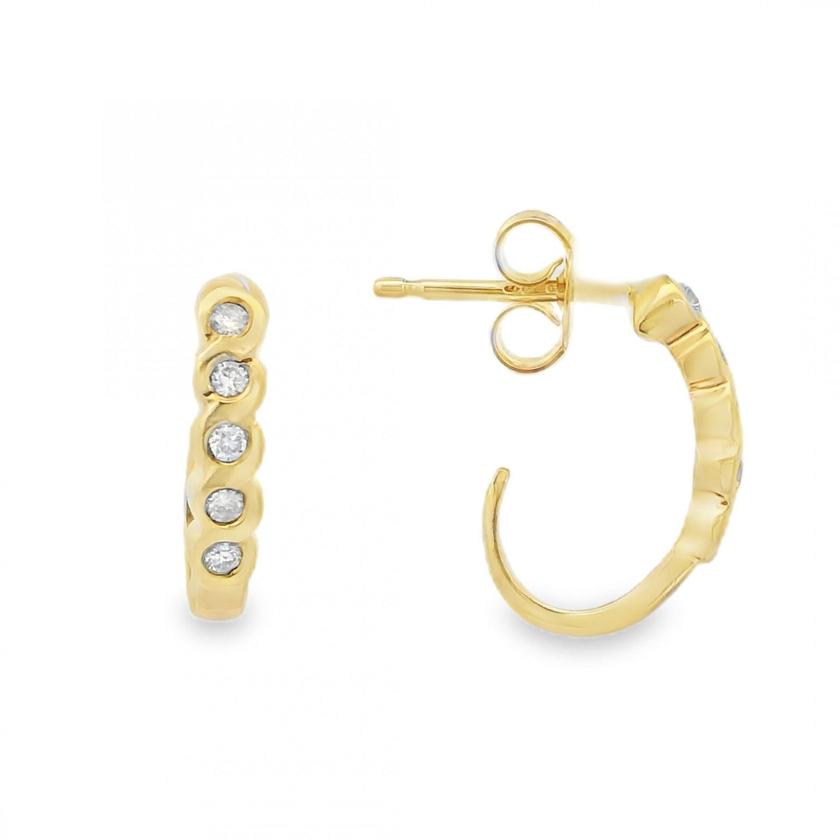 9ct Yellow Gold Cubic Zirconia Stud Earrings  -17x17x3mm -2.6g