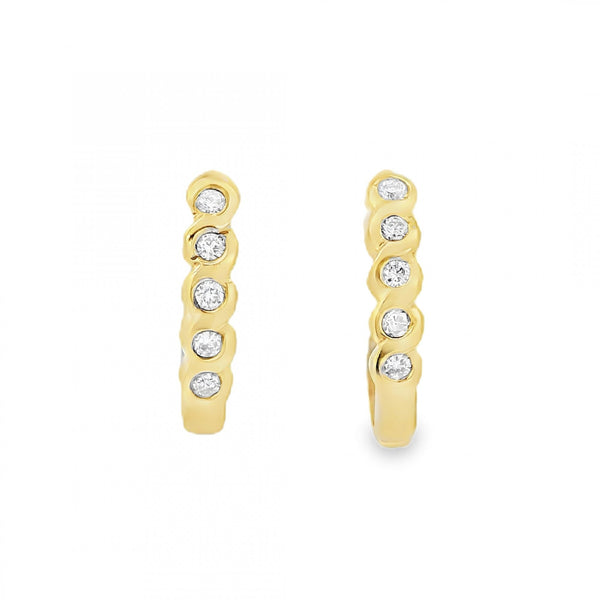 9ct Yellow Gold Cubic Zirconia Stud Earrings  -17x17x3mm -2.6g