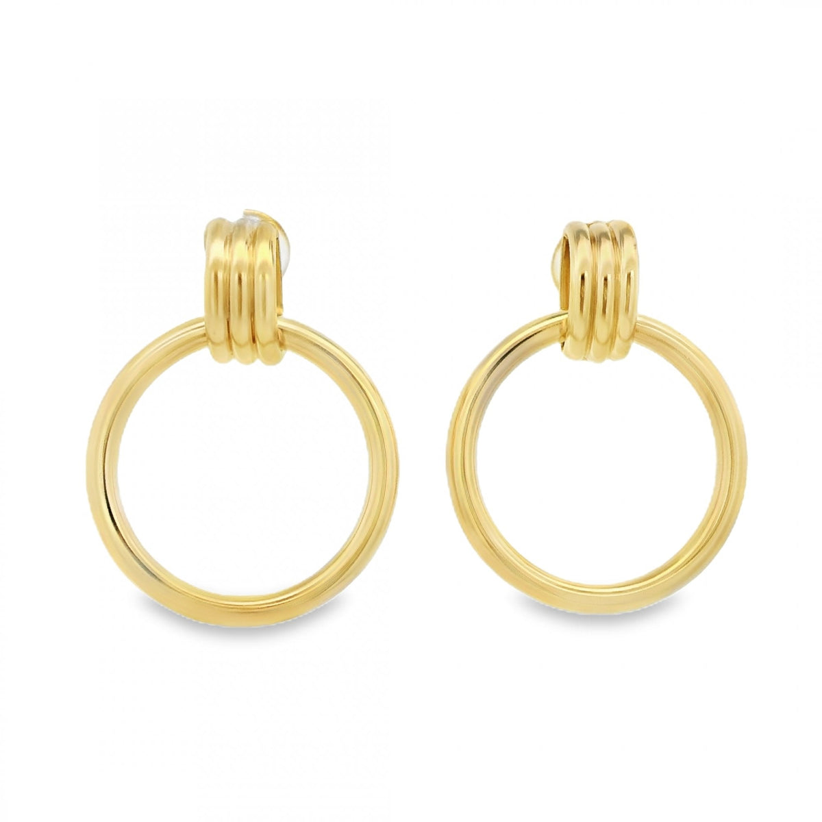 9ct Yellow Gold Large Door Knocker Earrings - 28x36mm - 5.1g