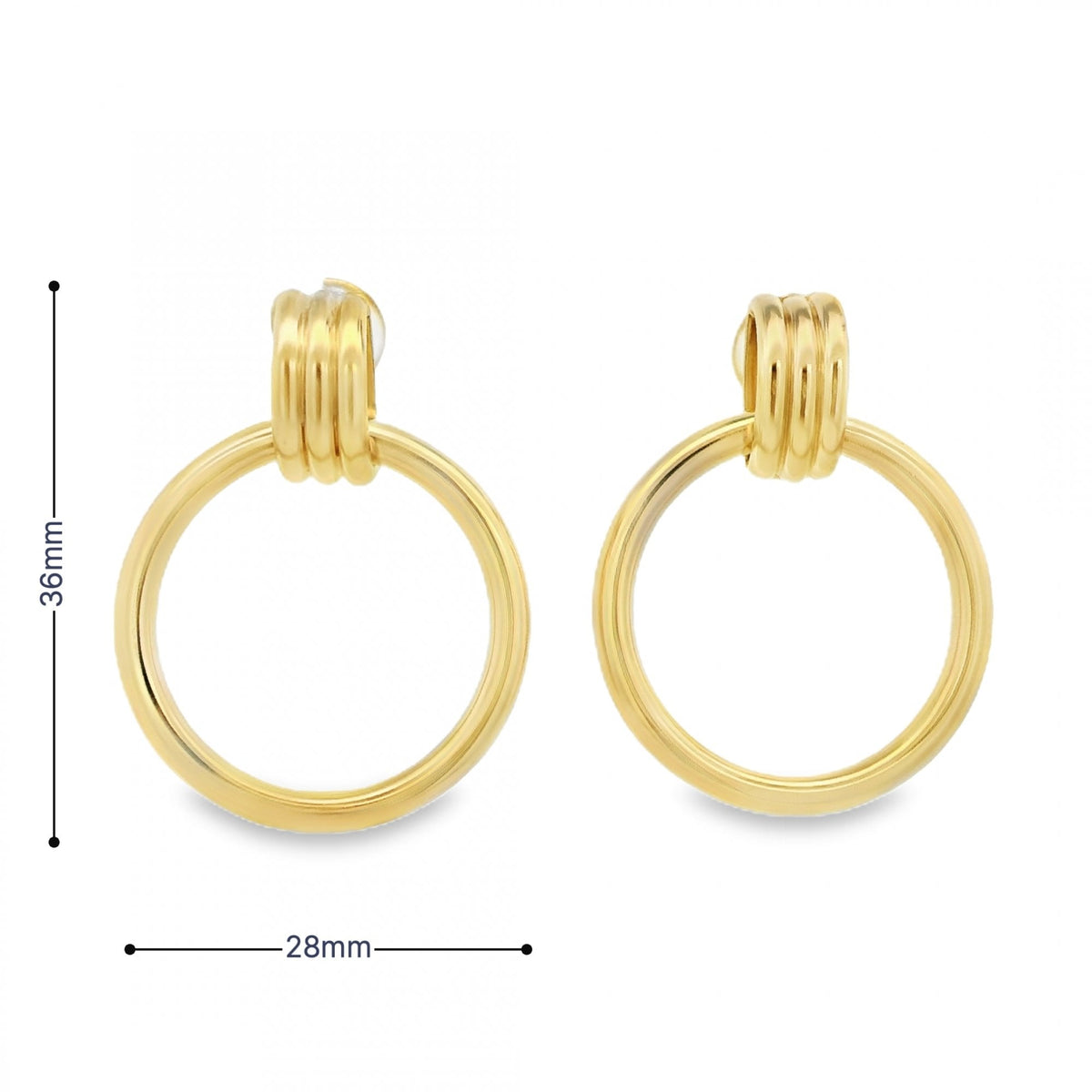 9ct Yellow Gold Large Door Knocker Earrings - 28x36mm - 5.1g