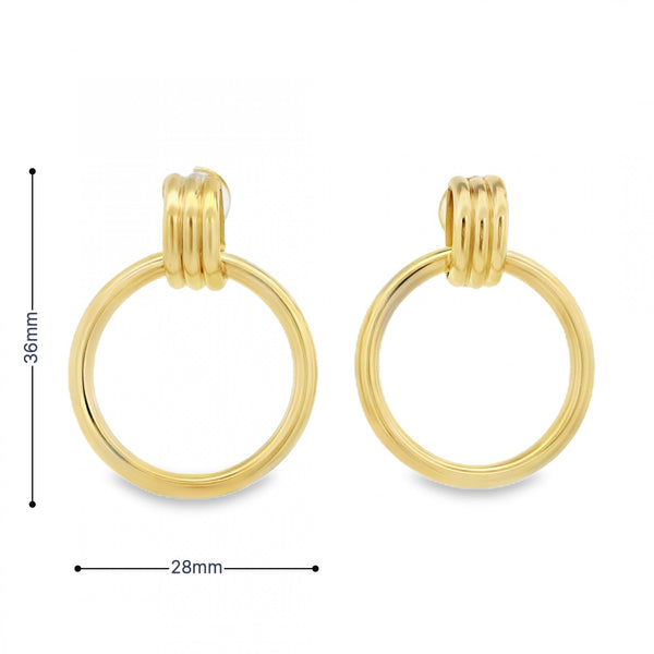 9ct Yellow Gold Large Door Knocker Earrings - 28x36mm - 5.1g