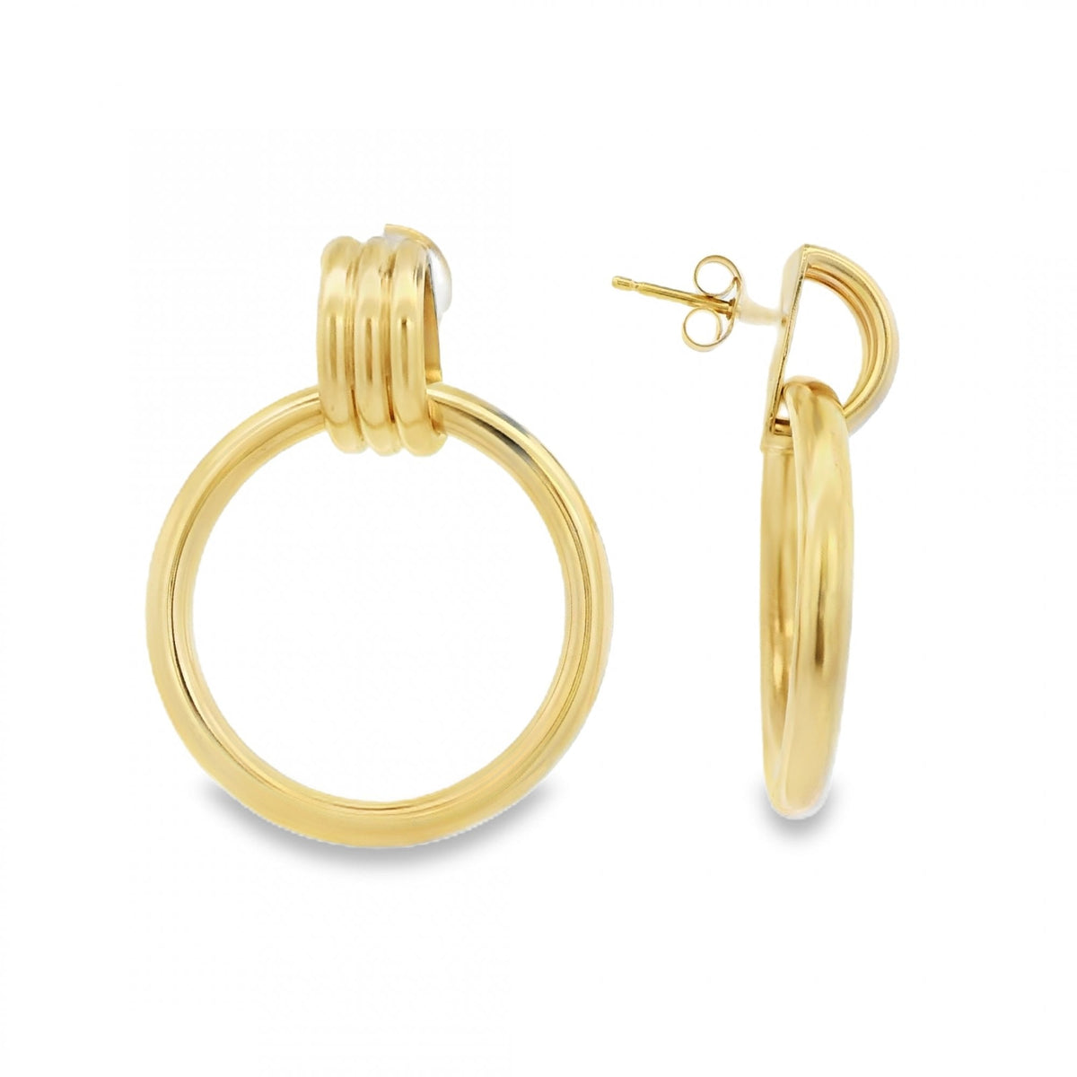 9ct Yellow Gold Large Door Knocker Earrings - 28x36mm - 5.1g