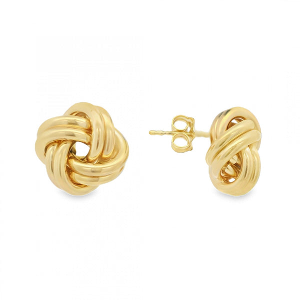 9ct Yellow Gold Knot Stud Earrings - 13x13mm - 3.5g