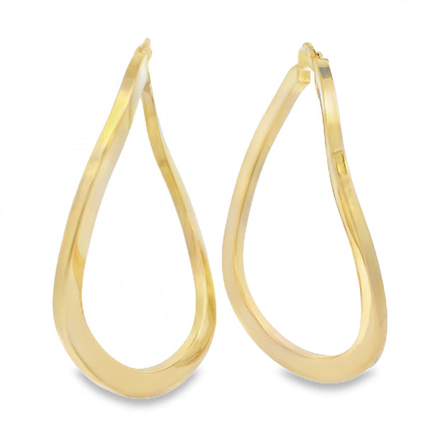 9ct Yellow Gold Oval Wave Hoop Earrings - 40x51mm - 4.1g