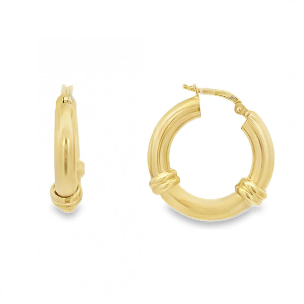 9ct Yellow Gold Hoop Earrings - 23x23x6mm - 4.5g