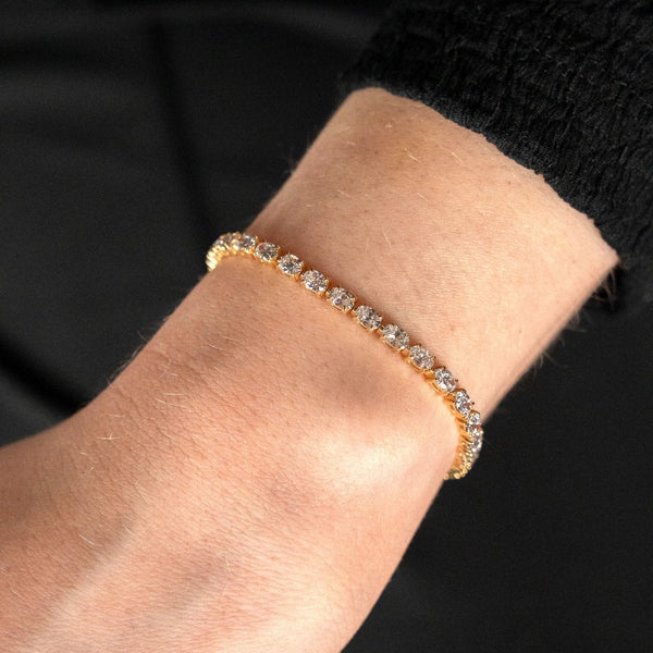 7.00ct Yellow Gold Certified Diamond Tennis Bracelet - F/VS2