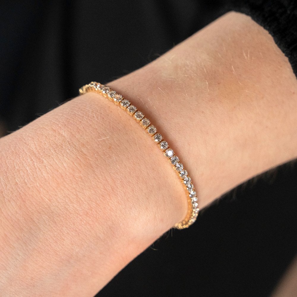 5.00ct Yellow Gold Certified Diamond Tennis Bracelet - F/VS