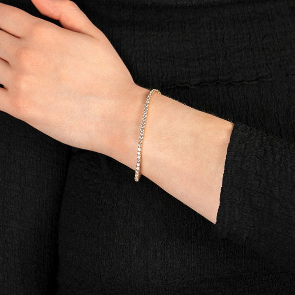 5.00ct Yellow Gold Certified Diamond Tennis Bracelet - F/VS