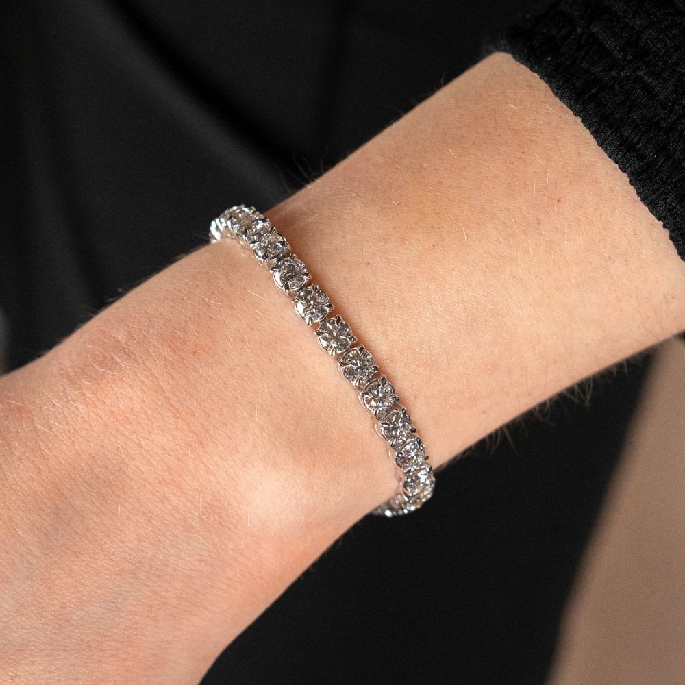 15.00ct White Gold Certified Diamond Tennis Bracelet - F/VS2