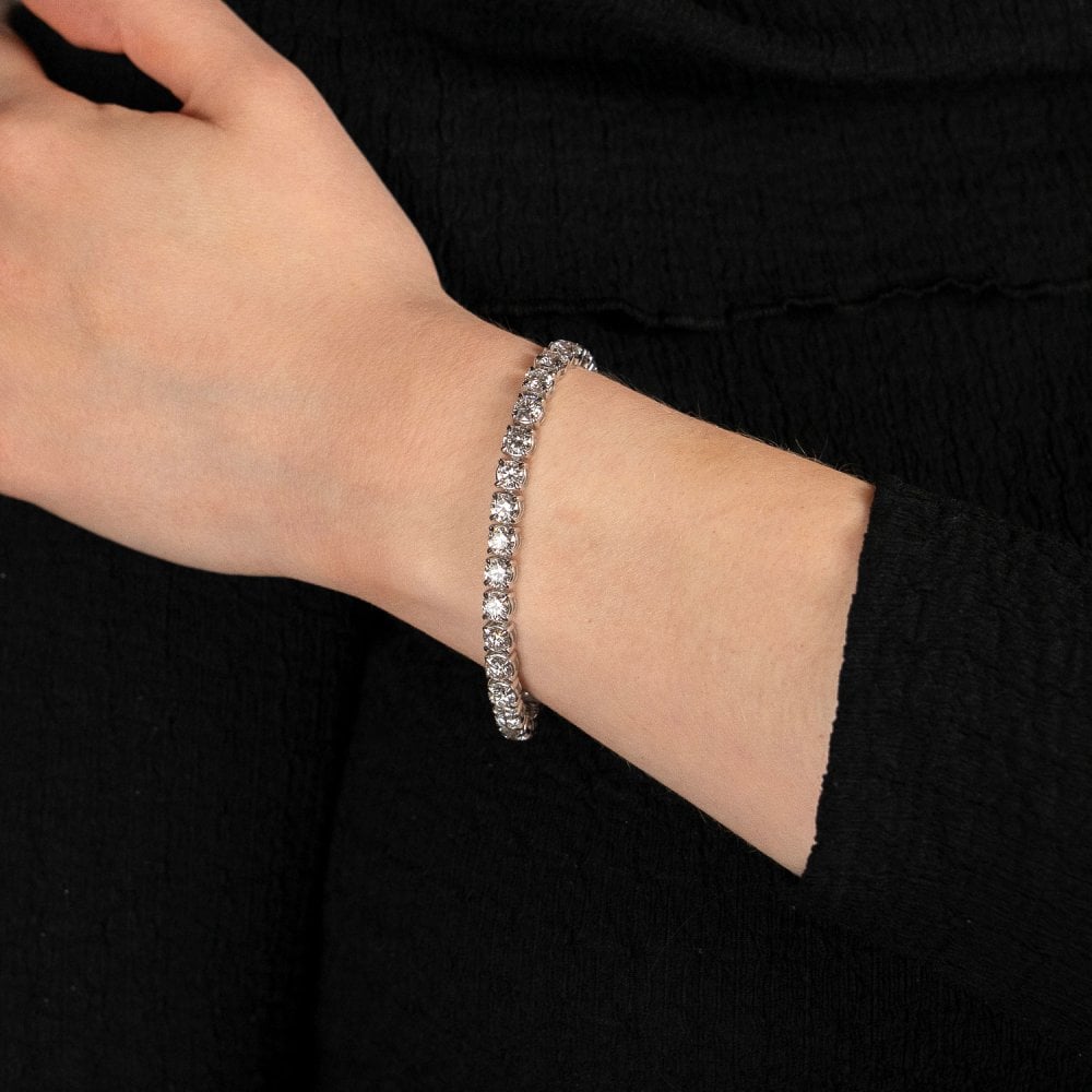 15.00ct White Gold Certified Diamond Tennis Bracelet - F/VS2