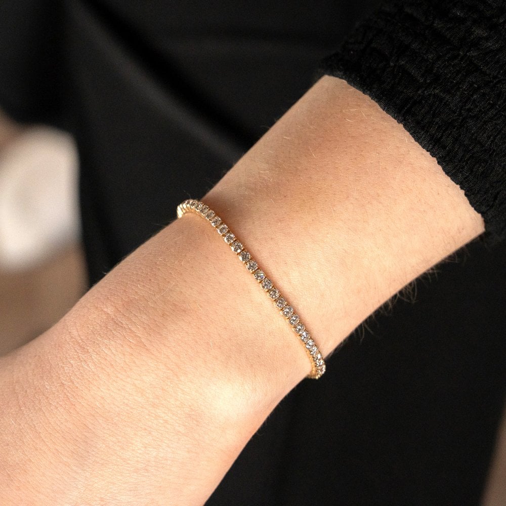 5.00ct Yellow Gold Certified Diamond Tennis Bracelet - F/VS2