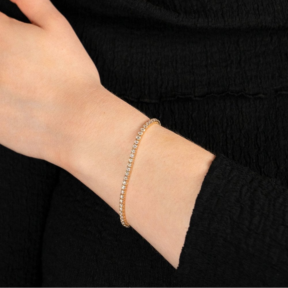 5.00ct Yellow Gold Certified Diamond Tennis Bracelet - F/VS2
