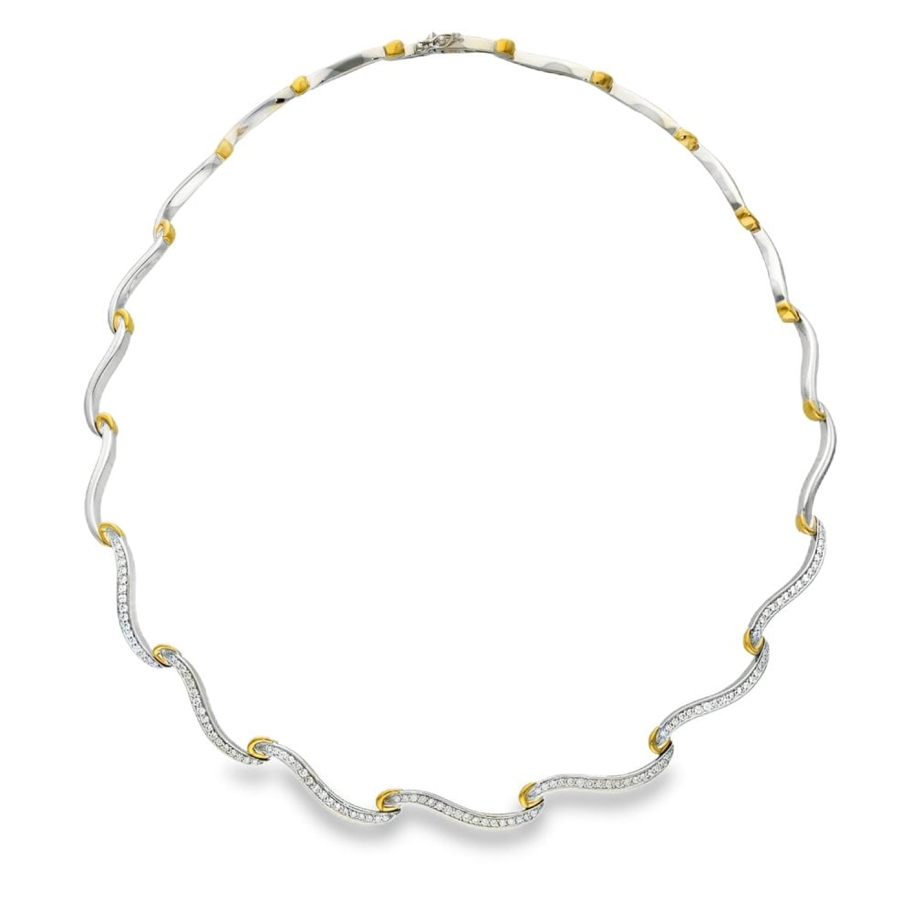 18ct Yellow & White Gold Diamond Collarette - 15" - 2.00ct