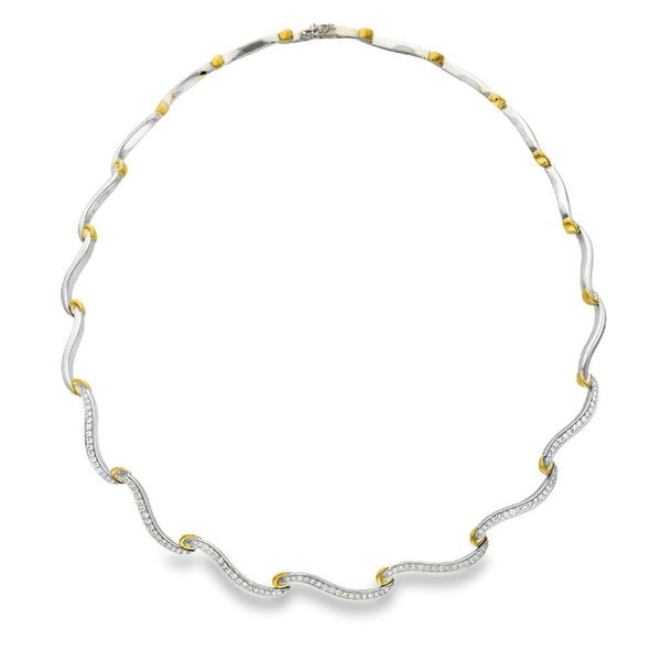 18ct Yellow & White Gold Diamond Collarette - 15" - 2.00ct