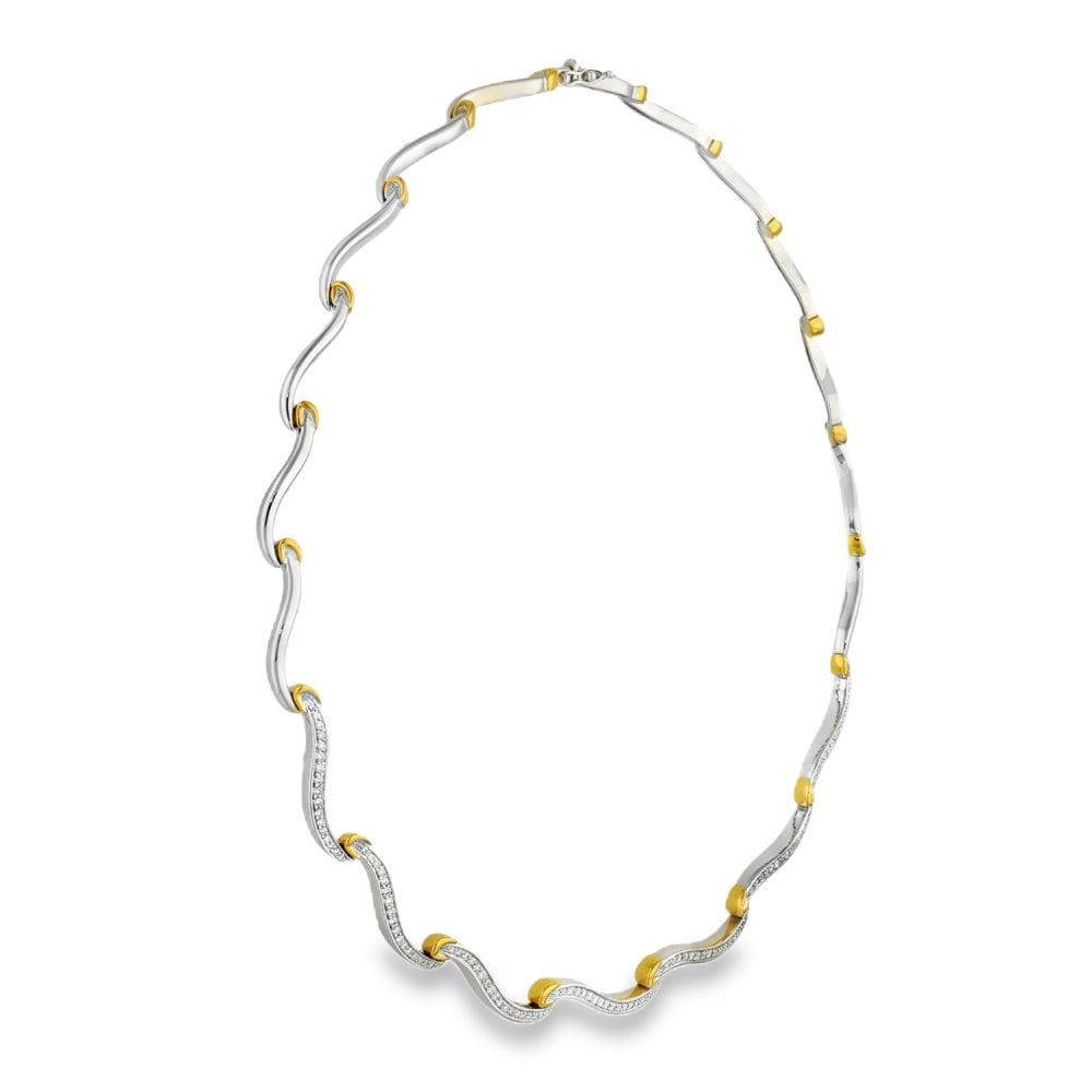 18ct Yellow & White Gold Diamond Collarette - 15" - 2.00ct