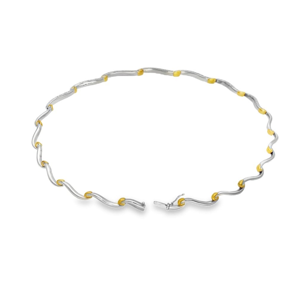 18ct Yellow & White Gold Diamond Collarette - 15" - 2.00ct