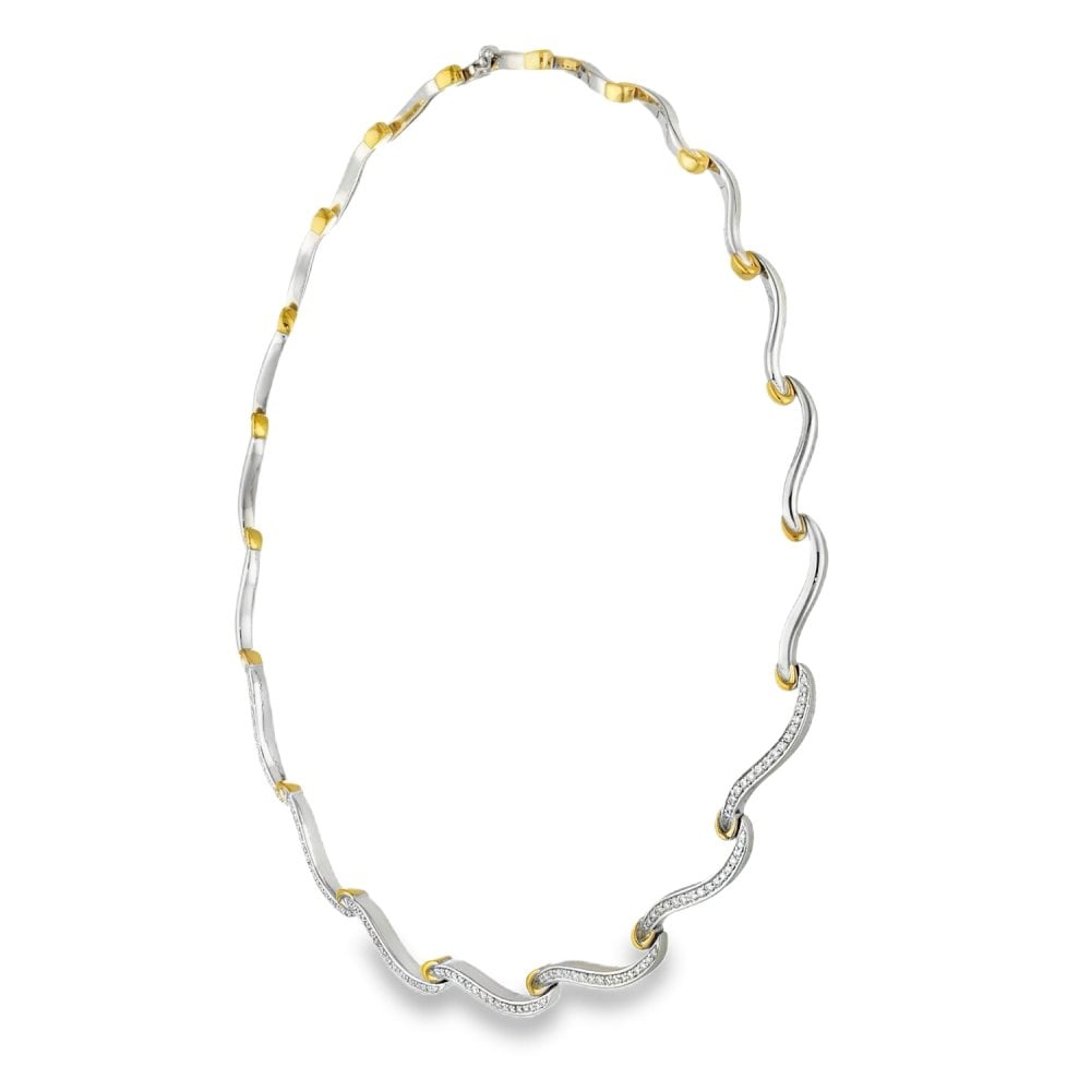 18ct Yellow & White Gold Diamond Collarette - 15" - 2.00ct