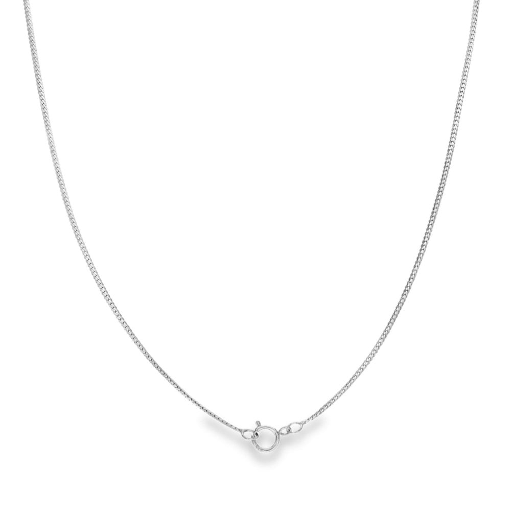 9ct White Gold CZ Twist Pendant & Herringbone Necklace - 17"
