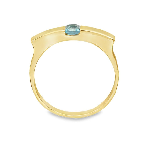 9ct Yellow Gold Blue Topaz Dress Ring - Size L½ - 3mm