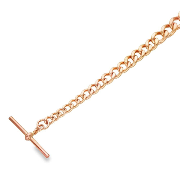 9ct Rose Gold Albert Bracelet & T-Bar Pendant - 9" - 30.2g