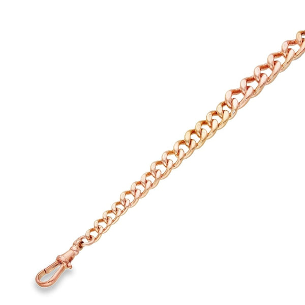 9ct Rose Gold Albert Bracelet & T-Bar Pendant - 9" - 30.2g