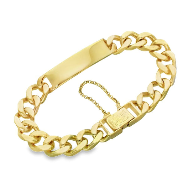 9ct Yellow Gold Identity Curb Bracelet - 9" - 69.g