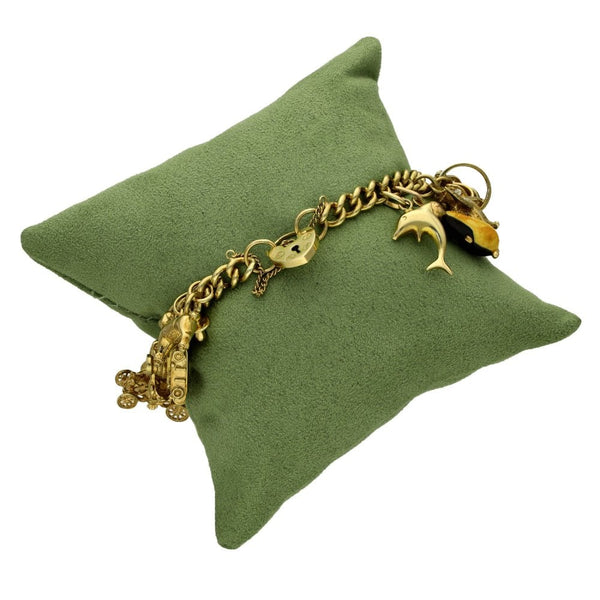 9ct Yellow Gold 25 Charm Bracelet - 7" - 56.3g