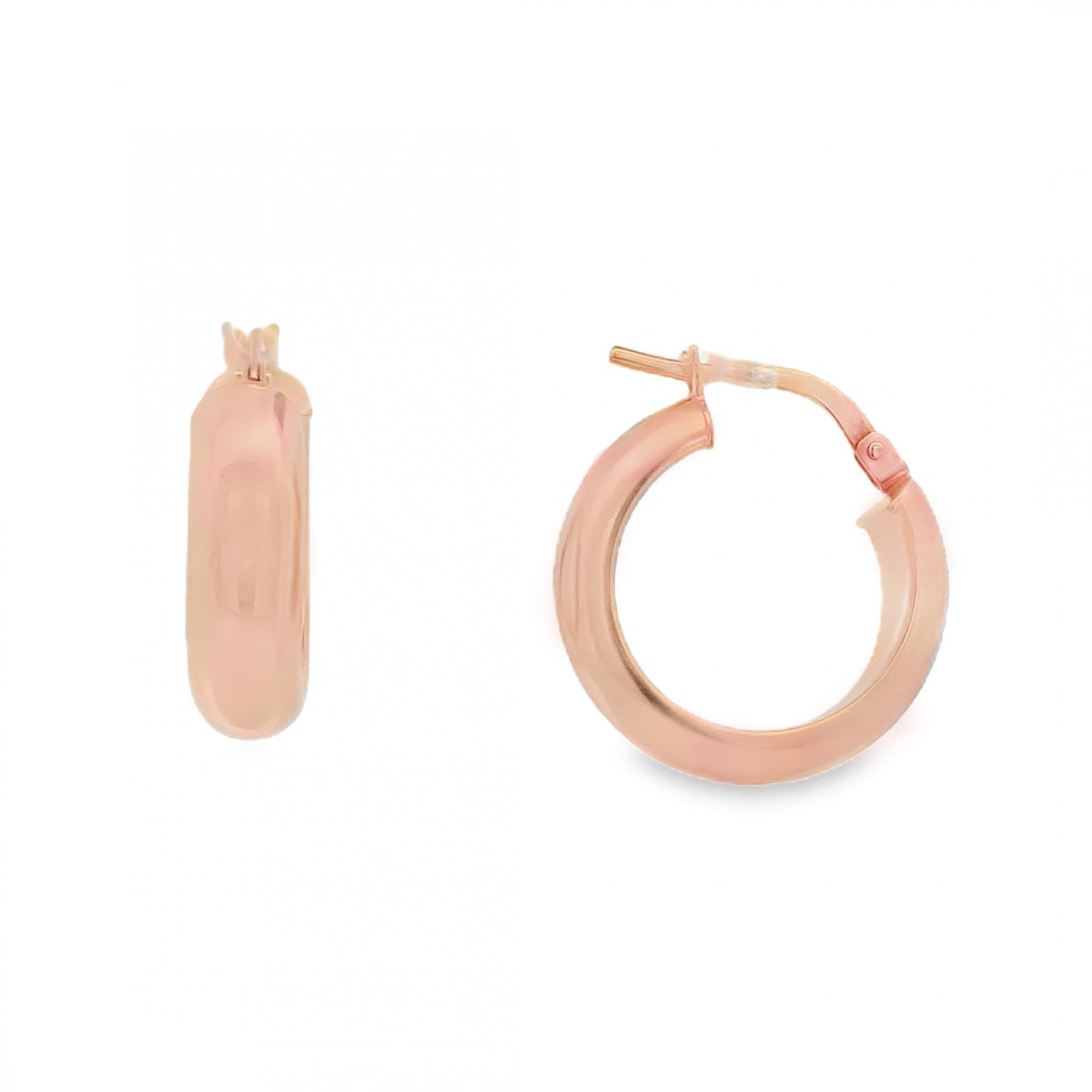 9ct Rose Gold Hoop Earrings - 8x8x5mm - 1.6g