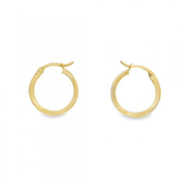 9ct Yellow Gold Cubic Zirconia Hoop Earrings - 16x16mm - 1.5g