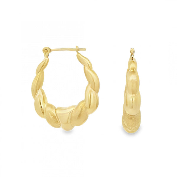 9ct Yellow Gold Creole Hoop Earrings - 20x23x6mm - 2.0g